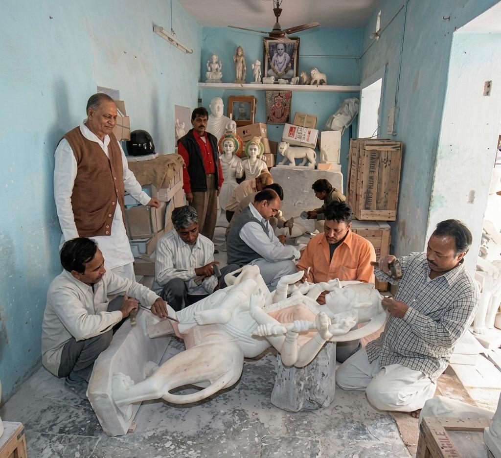 Pandit Lallu Prasad Sharma during his years of practice as a marble sculptor