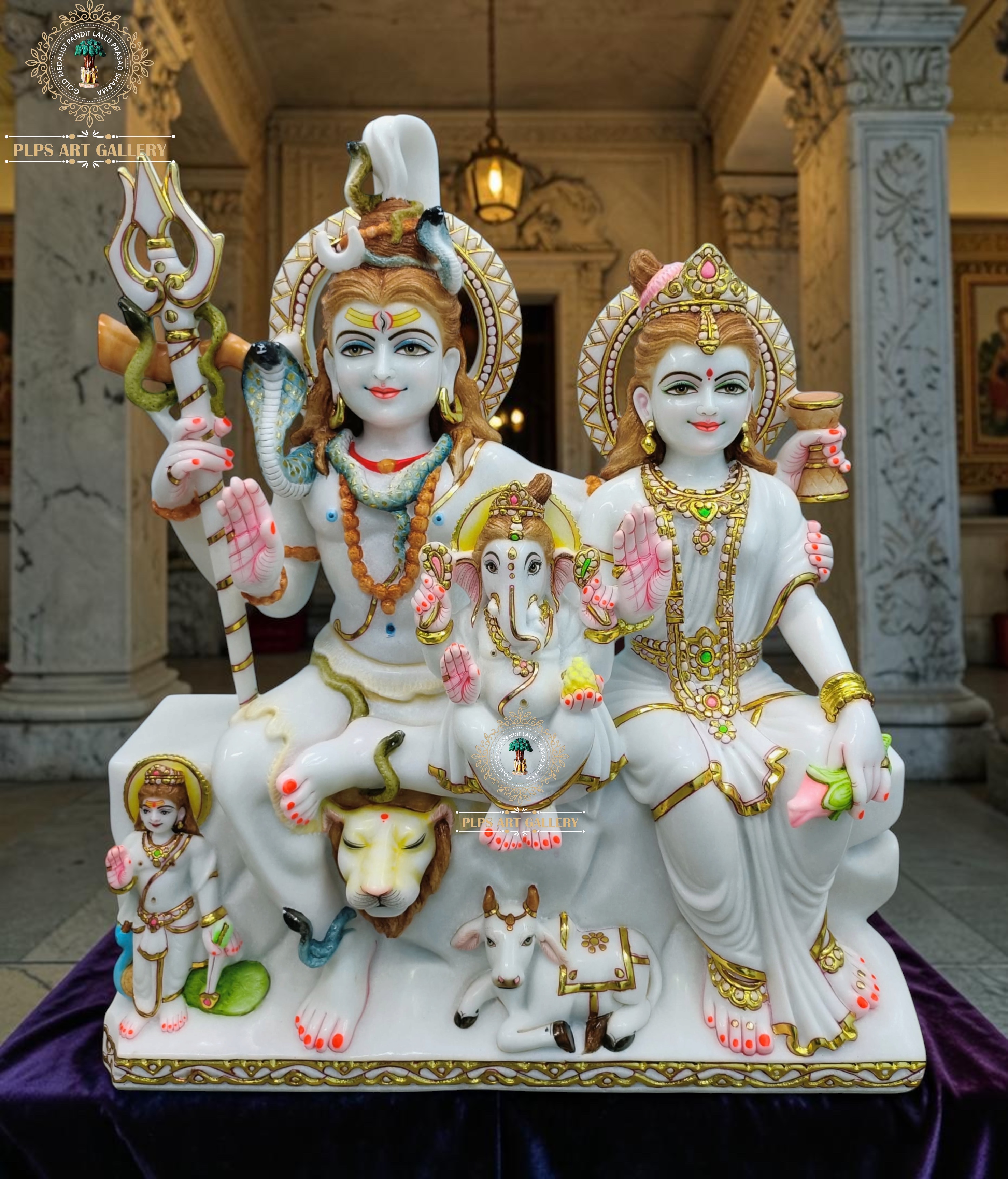 Marble Shiv Pariwar Gaurishankar