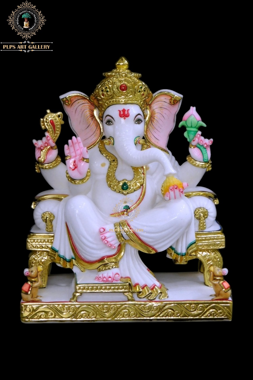 Hand-Carved Marble Ganpati Idol