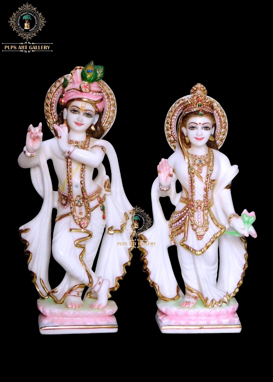 The Eternal Bond Exquisite Hand-Carved Marble Radha Krishna