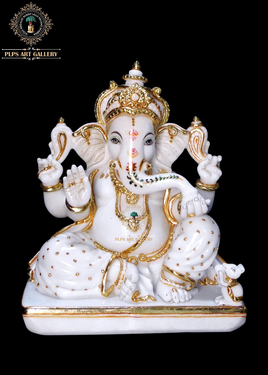 Shubh Vinayaka Seated Makrana Marble Ganesha