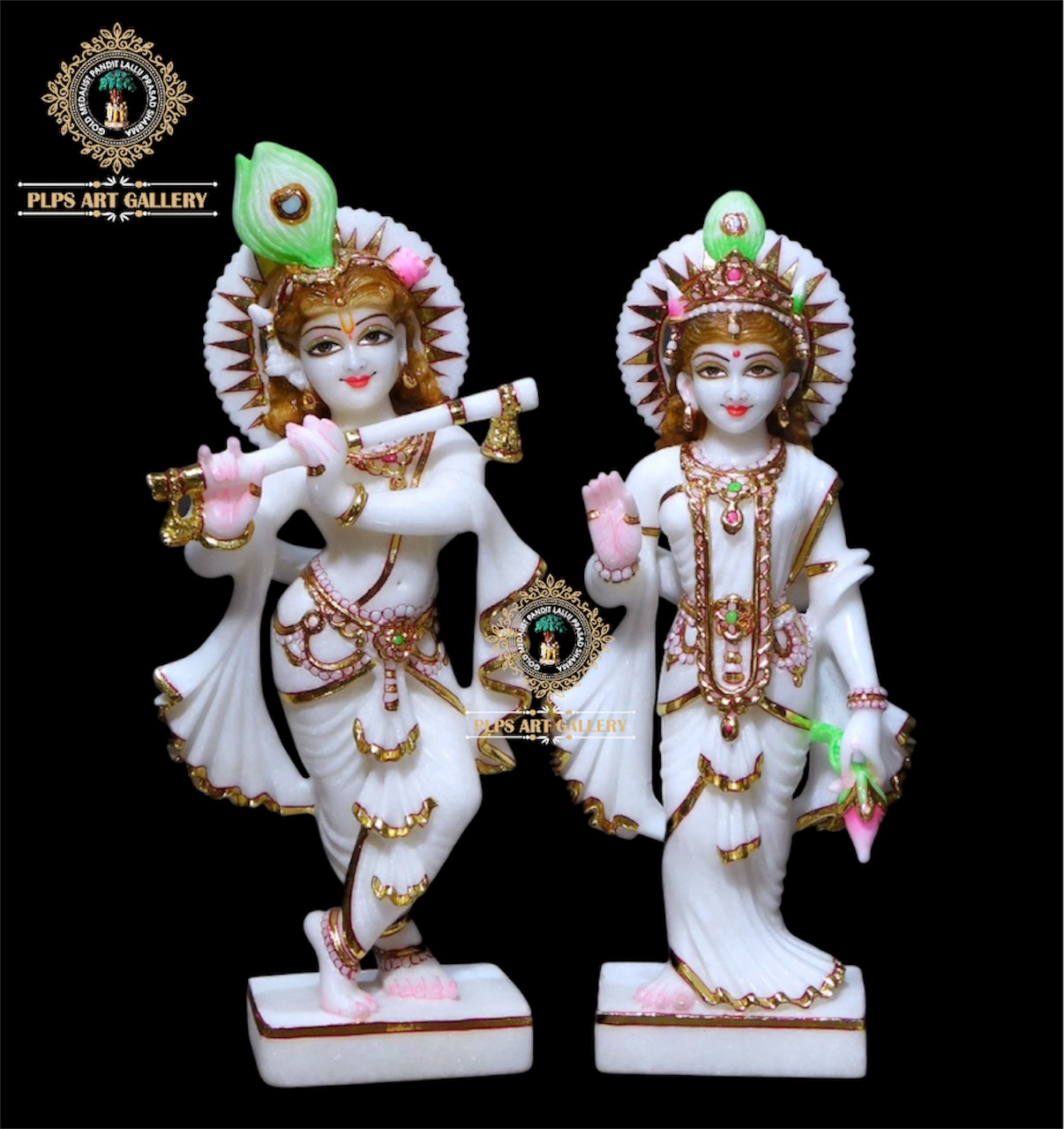 Divine 15-inch Handcrafted Makrana Marble Radha Krishna Statue - Jaipur finest artistry